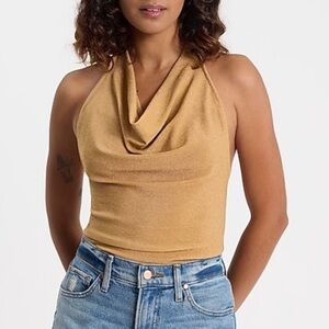 NWT Express shiny gold halter top size M